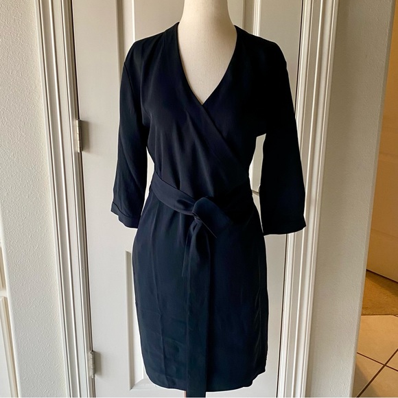 EVERLANE NWT Japanese GoWeave Long-Sleeve Mini Wrap Dress - Picture 7 of 11